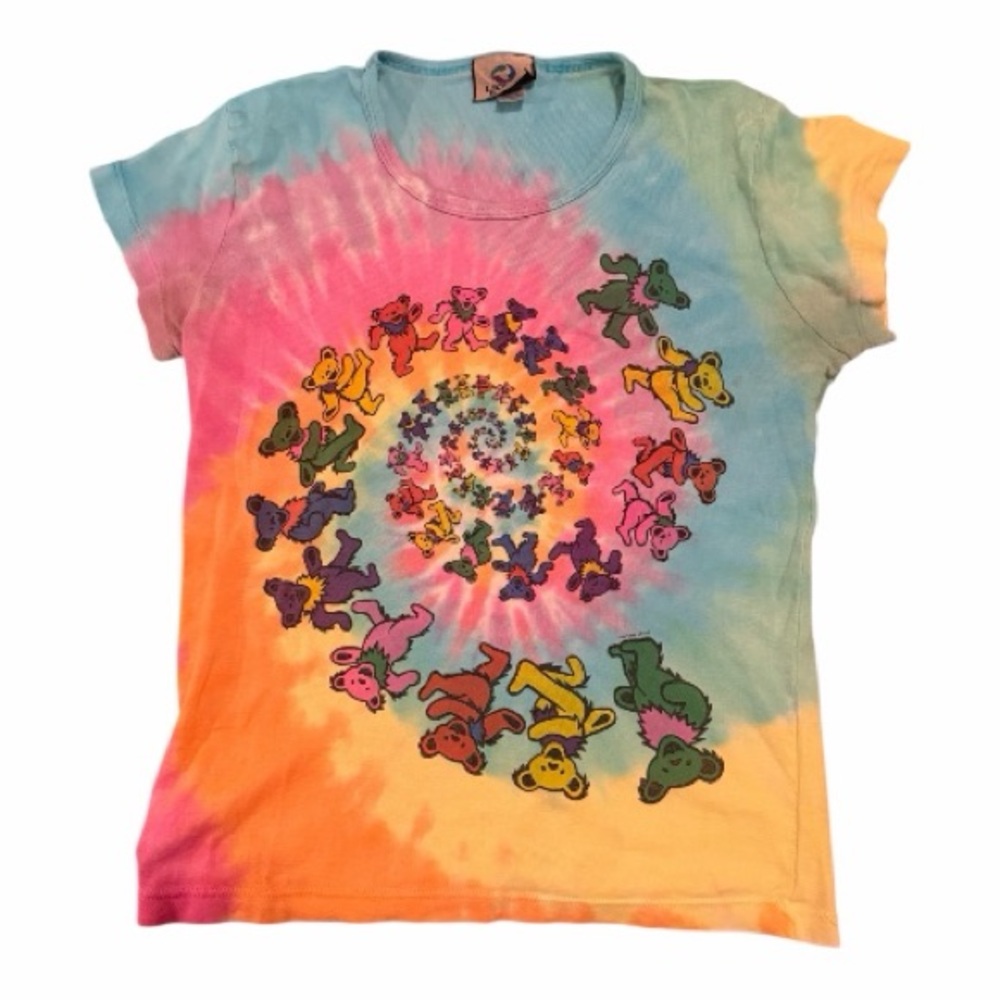 🌈 Vintage 1997 Grateful Dead Tie Dye | Liquid Blue | L | Dancing Bears Spiral - Picture 2 of 5